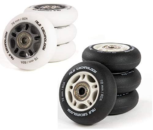 Nils Extreme PESPORT Roller Blade Räder mit Lager ABEC9-4er- Pack Indoor-/Outdoor-Rollschuh-Räder – 82A – 76x24 Matt-Weiß