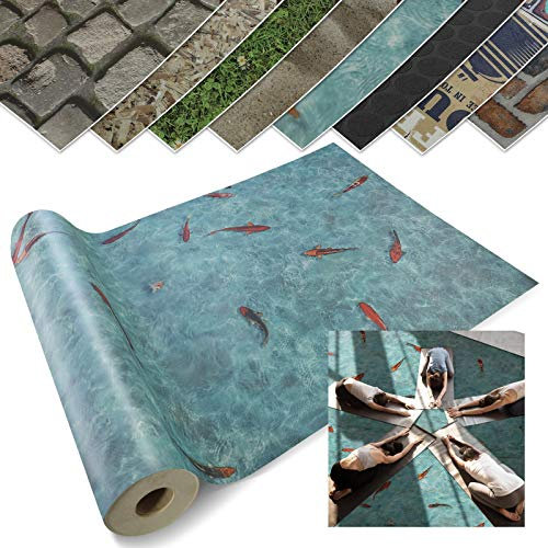 casa pura Revêtement Sol PVC - Stickers Effet 3d - Film Vinyle Pour Meuble & Sol Original - Sol PVC Rouleau Antidérapant Cuisine, Salle de Bain, Bureau - Aspect Carpe Koi (200x350 cm)