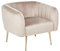 Fauteuil Club Cabriolet Pieds Acier Doré Design Tapissé en Velours Taupe Laconia