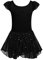 Arshiner Mädchen Glitter Ballettkleid Baumwolle Balletttrikot Kinder Kurzarm Ballettkleidung Ballettanzug Tanzkleid Tanzbody mit Tütü Rock Tütü, Schwarz, 140