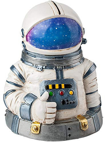 alles-meine.de GmbH große Spardose - Motivwahl - Astronaut - Weltraum - mit Verschluss - 14 cm - stabile Sparbüchse aus Kunstharz/Polystone - Sparschwein - für Kinder & Erwachs..