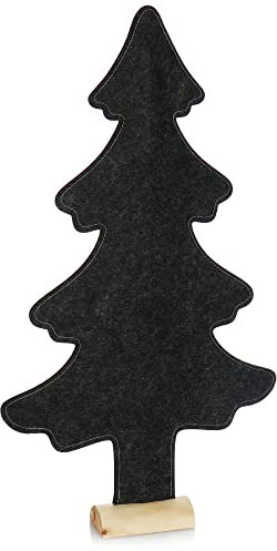 com-four® Dekorativer Aufsteller für Weihnachten - Tannenbaum aus Filz mit Fuß aus Massivholz - Weihnachtsbaum als Deko oder Geschenk (01 Stück Tanne 61cm dunkelgrau)
