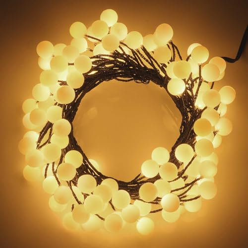 QBIS Berry Cluster Lights, 120 Warm White Berry Lights, Plug in Fairy Lights Indoor / Outdoor on Thin Black Wire (120 LED Plug in)