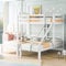 3FT Bunk Bed Triple Sleeper with Side Ladder, Solid Wood Children Bed Frame, Suitable for Children and Teens, Easy to Assemble, White【UK Fast Delivery】