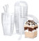CoKeeSun 30 Pcs Dessert Cups with Lids and Spoons 5.6 oz/160 ml Square Dessert Cups Set Reusable Plastic Dessert Cups for Dessert with Pudding Mousse Ice Iream (CKJ-090)