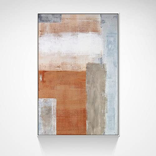 Handgemalte Acrylbilder,Nordischer Stil Braun Blau Farbblock Moderne Handgemalte Ölgemälde Dicke Textur Original Abstrakte Kunstwerke Leinwand Wandkunst Messer Wandbild Für Wohnzimmer Büro Wohnk