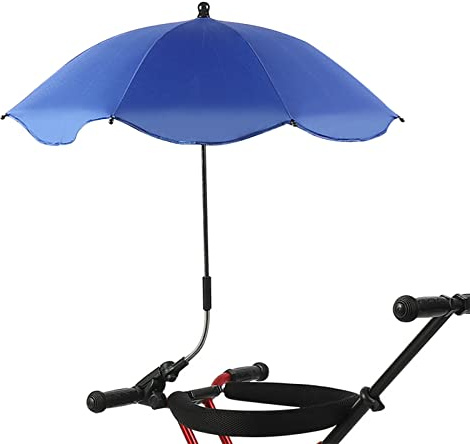 BestAlice Chair Umbrella With Clamp, 50+ Portable Wheelchairs Rainproof Umbrella, 8 Bones Stroller Umbrella 360 Degree Adjustable Umbrella (Navy Blue)