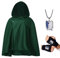 XFKUALV Anime Shingeki-no-Kyojin Cape Attack-on-Titan Cosplay Kostüm Grün (mit Handschuhen Halskette) (XL)