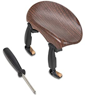 Wittner Chinrest Augsburg, centre-mounted chinrest Violin 3/4, high-tech plastic, geight and tilt adjustable, easy to adjust, with screwdriver, rosewood coloured, Made in Germany, 256121P