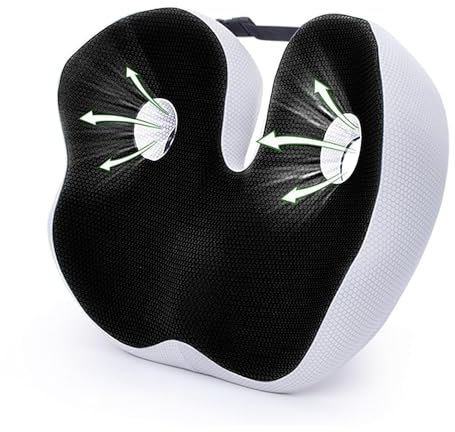 DLBJ Steißbeinkissen, Memory-Schaum, Sitzknochen, Entlastungs-Sitzkissen für Gesäß, unteren Rücken, Oberschenkel, Hüfte, Ischial-Tuberosität, reduziert Müdigkeit für Stuhl, Schwarz, 48 x 39 x 14 cm
