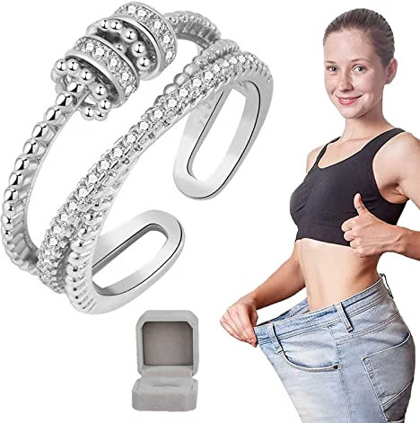 JANSIO Dreifacher Zappelring, JANSIO Triple Fidget Ring, Feelief Zirconica Triple Fidget Ring, Anti-Anxiety Ring for Women (1Pcs-Silver)