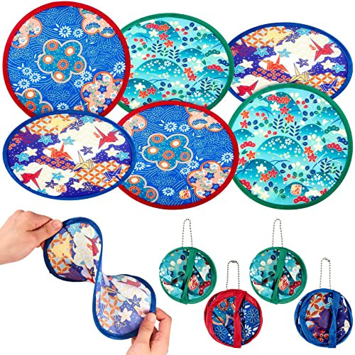 Namalu 6 Stück Japanische Faltbare Handfächer Runde Faltbare Fächer Sommer Festival Handfächer Tragbare Schöne Muster Japan Fächer für Hochzeit Party Heimdekoration Persönliche Deko