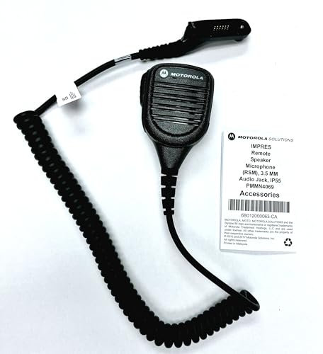 Motorola Solutions OEM PMMN4069AL, PMMN4069 Microfono Altoparlante Remoto Pulsante di Emergenza, Valutazione UL Intrinsecamente Safet, Windporting IMPRES Audio Microfono con 3.5mm Ear Jack