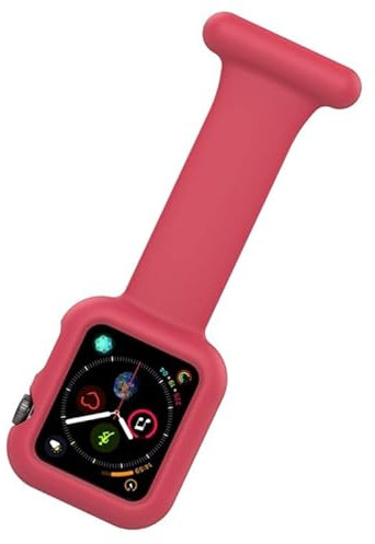 Apple Watch Straps Nurses Fob, for Nurses Doctors Healthcare Paramedics Brooch, Silicone Pin Fob, 2 in 1 Infection Control Design compactible with iwatch Series 7, 6, SE,5,4,3,2,1 - RED (42/44/45mm)