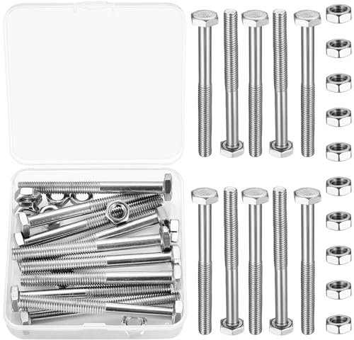 Lot de 10 boulons hexagonaux M8 x 100 mm pour machine hexagonale, kit d'assortiment de boulons hexagonaux, vis entièrement filetées pour réparation, assemblage, fixation, construction