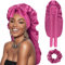 DRESHOW Lange Satin Zopfhaube für Damen Seidenhaube zum Schlafen Schlafmütze mit Elastischem Band Nachtmütze für Lange Lockiges Haar Locs