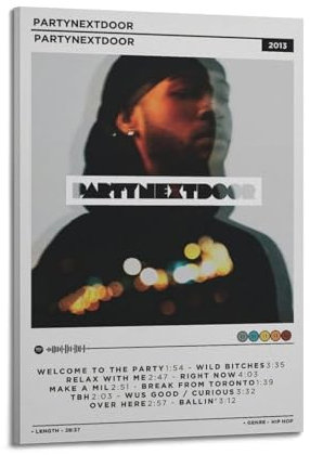 Szzmyo PartyNextDoor Album-Poster, dekoratives Gemälde, modernes ästhetisches Leinwandposter, Schlafzimmer-Kunst, Wohnzimmer, Dekoration, Poster, 20 x 30 cm, Rahmenstil