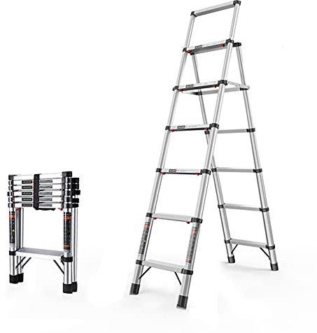 Tragbare, stabile Klappleiter/3,47 Fuß/1,06 m, 5,44 Fuß/1,66 m Teleskopleiter, tragbares Aluminium, maximale Belastung 150 kg/330 lb, verstellbare Stufen, Loft-Verlängerungsleiter, DIY-Mehrzweck