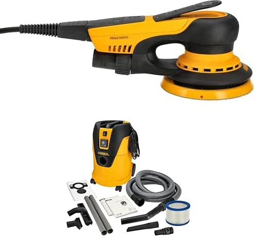 Mirka DEROS II 550 Ponceuse excentrique avec aspiration pour papier abrasif Ø 125mm / course 2,5mm Ponceuse excentrique et Aspirateur industriel eau et poussière 25 litres