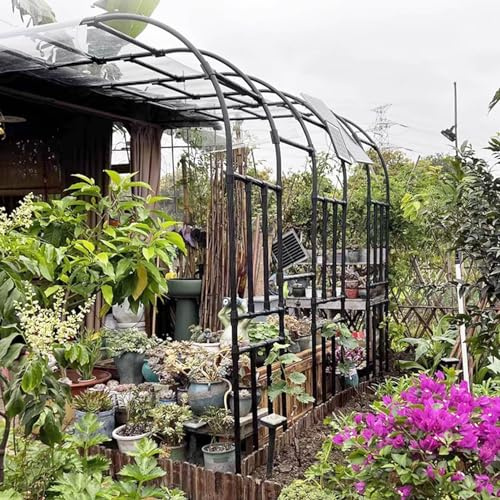Gaommini Half Side Garden Arch, Metal Wall Mounted Rose Arch, Pergola Trellis Grape Vines Archway Outdoor Decoration Garden Arbor Arbours for Climbing Plants(Size:240x240x40CM/7.9x7.9x1.3ft)