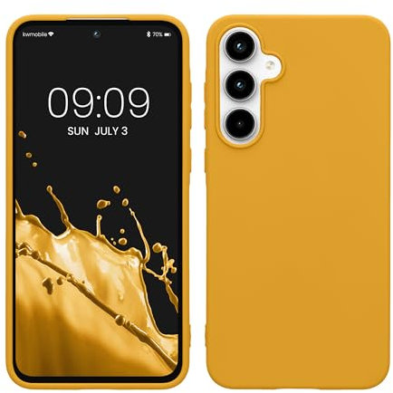 kwmobile Funda para Samsung Galaxy A55 5G Carcasa - Ultrafina de TPU y Silicona con Bordes elevados anticaídas - Amarillo Miel