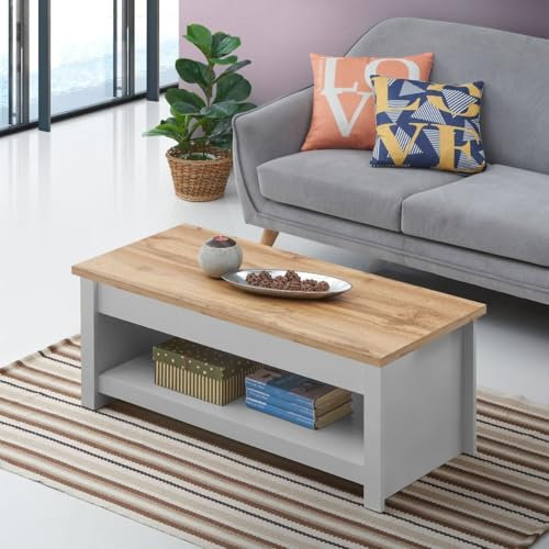 Timber Art Design UK Lisbon Grey Lift Up Coffee Table Storage Unit