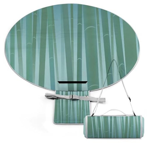 SEEKJOYS Couverture de pique-nique ronde de style oriental en bambou avec sangle de transport, pliable, portable, 3 couches, imperméable, pour camping, été, plage, 152,4 cm de diamètre