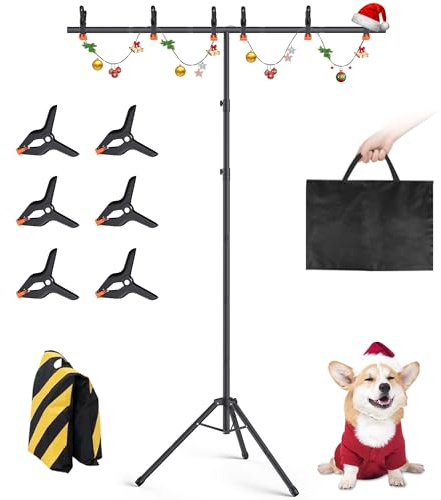 Forlogic Portable T-Shape Backdrop Stand Support Kit 8x5.3ft, Adjustable Photography Green Screen Backdrop Stand for Parties, Photography Videography Studio (8×5.3Ft)