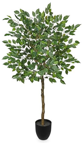 Oairse Artificial Ficus Tree 133cm Tall Fake Ficus Plant with Silk Leaves Artificial Plants Indoor Outdoor Lifelike Faux House Plant for Home Office Decor Living Room Bedroom Balcony Corner