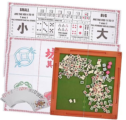 WOONEKY 1satz Reise-Mahjong Set Tragbares Mahjong Spiel Mit Tisch Für Camping Partys Und Zuhause Handlich Und Leicht Für Unterwegs Einfache Reinigung Und Pflege