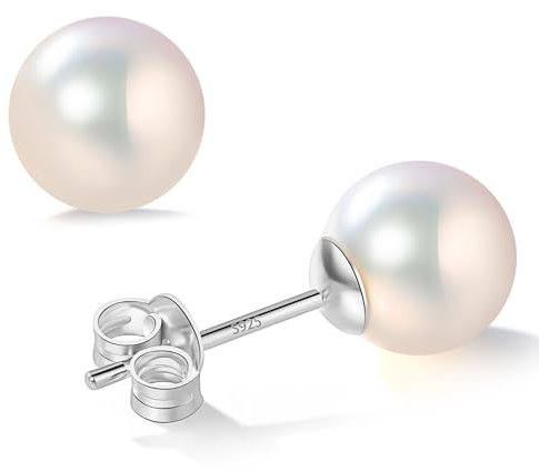 YAMI Süßwasser perlenohrringe ohrstecker silber 925 Perle Weiß Ohrringe perlen echt 6-6.5mm ohrstecker perle