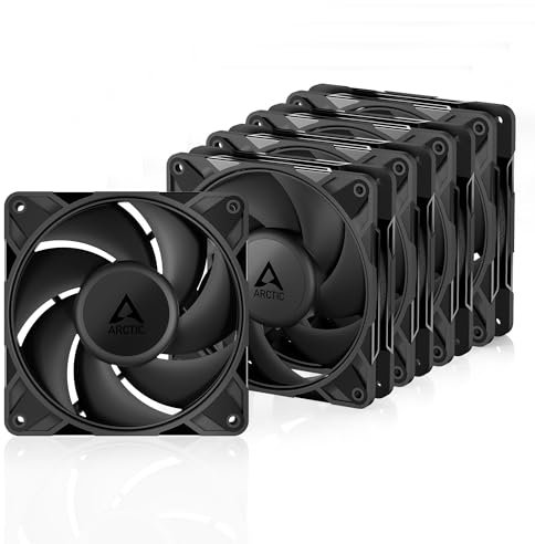 ARCTIC P12 Pro PST (5 Piezas) - Potente Ventilador de Caja PC Premium, Case Fan PWM de 120 mm con Divisor de Cable en Y, 600–3000 rpm, 0 rpm <5% PWM, Rodamiento fluidodinámico, 4 Pines - Negro