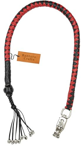 Bantoro Crafts 106,7 cm Cuir Biker Tassel - Moto Guidon Cowboy Accessoire avec Boucle à Libération Rapide (Rouge & Noir)