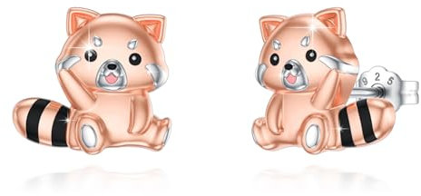 ABIGY Rote Panda Ohrringe 925 Sterling Silber Rote Panda Ohrstecker Tier Ohrstecker für Damen