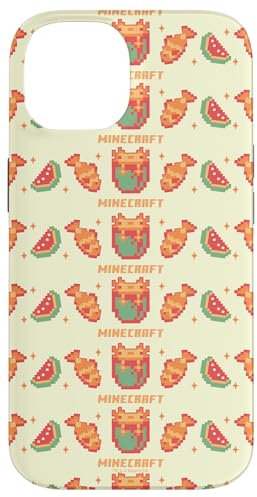 Hülle für iPhone 14 Minecraft Pixelated Axolotl Fish & Watermelon Retro Logo