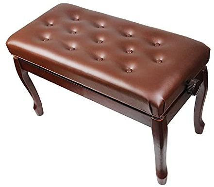 Klaviersitz, Klavierbank aus Leder, 10 cm höhenverstellbar, Klavierbank aus Holz, Klavierhocker mit stabilen Holzbeinen, geeignet für Musikübungen und Unterricht (Braun B), Braun-B