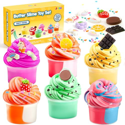 JOYIN 6 Pack Butter Schleim Set, Partygeschenke Kindergeburtstag, Cloud Schleim, Slime Adventskalender, Schleim Kinder, Slime Kit, Fluffy Schleim für Mädchen und Jungen,Mitgebsel Kindergeburtstag