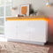 soges Sideboard mit LED-Beleuchtung Anrichte mit Hochglanz-Oberfläche Sideboard LED-Kommode-mit 3 Schubladen und 2 Türen für Wohnzimmer und Schlafzimmer, 81 x 140 x 39 cm, Weiß
