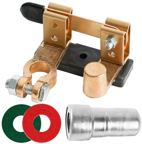 Top Post Knife Blade Master Switch, 12V 24V Vertical Brass Negative Battery Disconnect Switch Power Cut Off for Car Marine Truck Boat Van Caravan | Solid brass knife‑blade isolator, dual‑direction mount, stops parasitic drain, kit includes felt pads for car RV boat