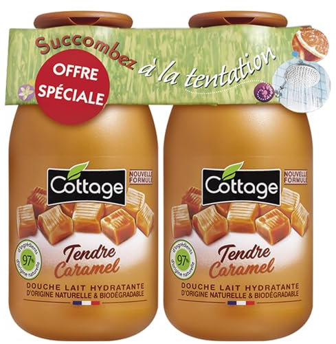 Cottage - Set di 2 docce latte idratanti - Tenero caramello - 97% di ingredienti di origine naturale - Made in France - 2 x 250 ml