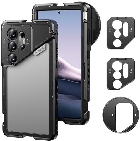 NEEWER S25 Ultra Handykäfig, Handy Video Rig Telefonstabilisator mit 67 mm Filteradapter, 17 mm Objektivrückplatte, T Mount Objektivadapter, kompatibel mit Samsung Galaxy Moment T Serie, PA082