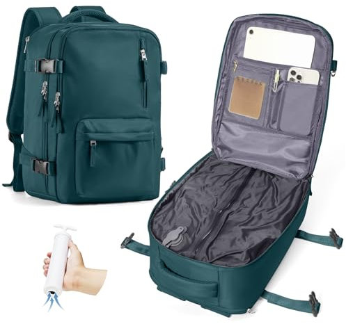 Vakuum Rucksack Handgepäck Flugzeug Tasche Ryanair 40x20x25 Airbag Rucksack Vakuumsystem für Reisen Reiserucksack mit Pumpe Wasserdicht Herren Vakuum Koffer Blau