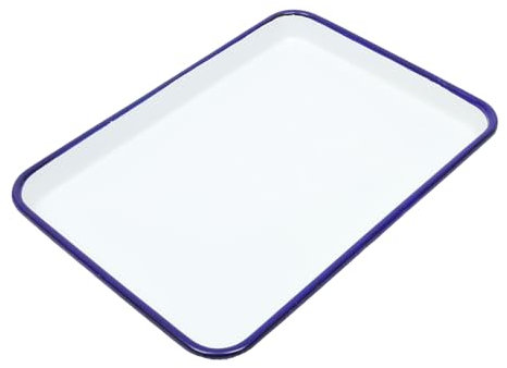 CLISPEED Enamel Cookware White Enamel Tray Baking Tray for Kitchen for Restaurant