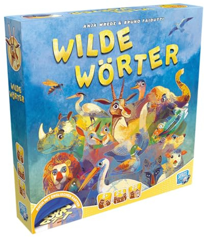 Asmodee, Wilde Wörter, Kooperatives Kinderspiel, Deutsch | Kreatives Wortspiel für 2-6 Spieler, 20 Minuten, Fördert Tastsinn und bilinguales Lernen (Englisch), Brettspiel ab 6 Jahren