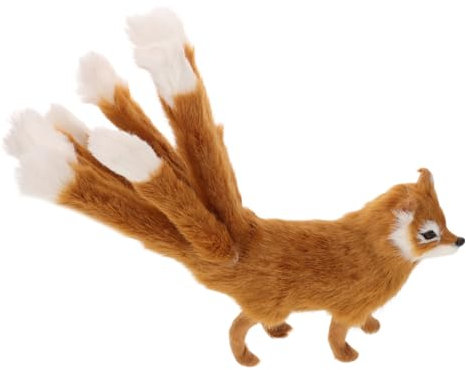 Mobestech Neunschwänze Fuchspuppe Plüsch Fuchs Puppe Fuchs-Weihnachtsschmuck realistischer Fuchsplüsch Mini-Fuchsfigur ausgestopfter Fuchs statische Actionfiguren Fuchsfiguren Plastik Gelb