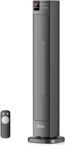 Midea NTH20-22GRSE(GR) Stufa Elettrica in Ceramica 2000W con Termostato e Telecomando, 76 cm, 3 Modalità, Timer 24H, Protezione dal Surriscaldamento e Ribaltamento, Riscaldamento Rapido