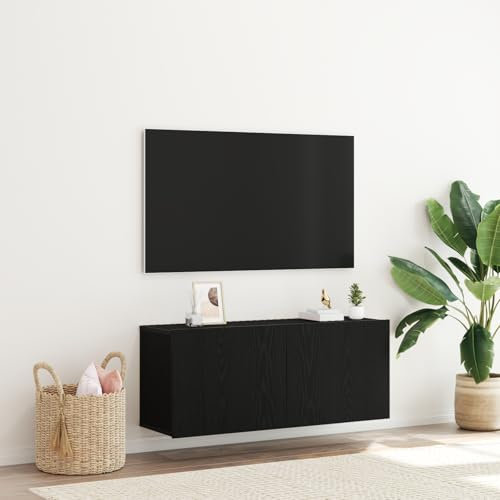 Générique Meuble TV Mural Chêne Noir 100x30x41 cm Bois d'ingénierie,Meubles TV,16.4KG-863084