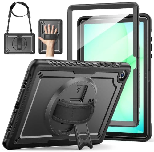 KAIJIAbox Case for Samsung Galaxy Tab A11+ Plus/Tab A9+ Plus 5G 11 Inch | 7 in 1 Protection: Screen Protector, Pen Holder, 360° Stand, Hand Strap, Shoulder Strap, Drop-Proof, Lightweight