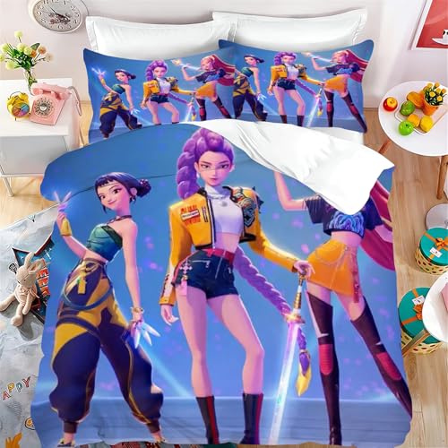 CYSYLQW K-Pop:Anime Bettwäsche Mit Kissenbezug,100% Mikrofaser, 3D-Digitaldruck Bettbezug Allgemein Für Kinder Und Erwachsene (135 * 200CM,2)