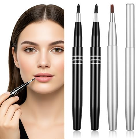 DOPENSPI 4 Stück Einziehbare Lippenstift Pinsel,2 Modelle Lippenpinsel Mini Lipgloss Applikator Make-Up Concealer Pinsel Lippen Makeup Applikator für Lipgloss